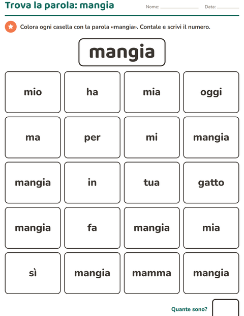 Anteprima della scheda di Parole frequenti per Scuola dell'infanzia (5-7 anni)