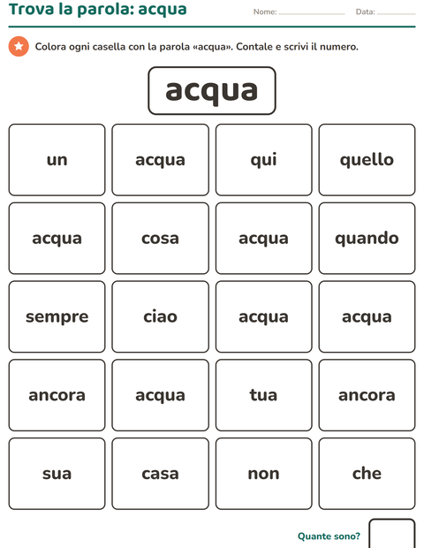 Anteprima della scheda di Parole frequenti per Scuola dell'infanzia (5-7 anni)
