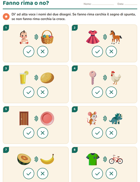 Anteprima della scheda di Parole in rima per Scuola dell'infanzia (5-7 anni)