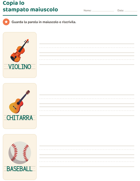Anteprima della scheda di Parole tratteggiate con Attività per Scuola dell'infanzia (5-7 anni)