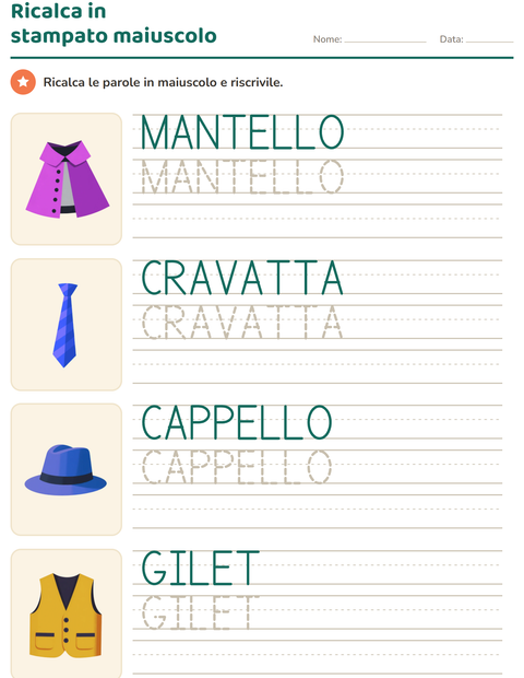 Anteprima della scheda di Parole tratteggiate con Accessori per Scuola dell'infanzia (5-7 anni)