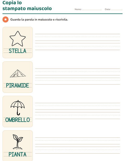Anteprima della scheda di Parole tratteggiate con Natura BN per Scuola dell'infanzia (5-7 anni)