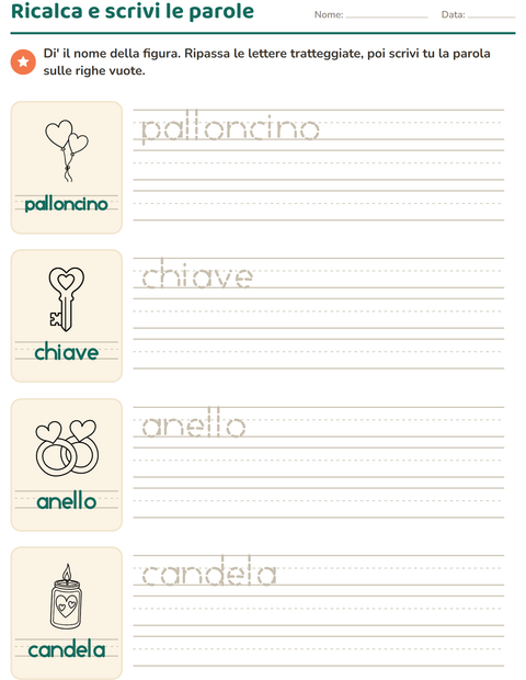 Anteprima della scheda di Parole tratteggiate con San Valentino BN per Scuola dell'infanzia (5-7 anni)
