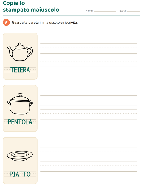 Anteprima della scheda di Parole tratteggiate con Cucina BN per Scuola dell'infanzia (5-7 anni)