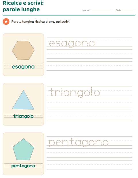 Anteprima della scheda di Parole tratteggiate con Forme per Scuola dell'infanzia (5-7 anni)