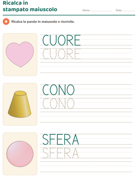 Anteprima della scheda di Parole tratteggiate con Forme per Scuola dell'infanzia (5-7 anni)