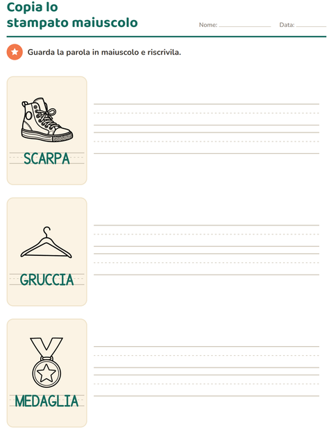 Anteprima della scheda di Parole tratteggiate con Oggetti BN per Scuola dell'infanzia (5-7 anni)