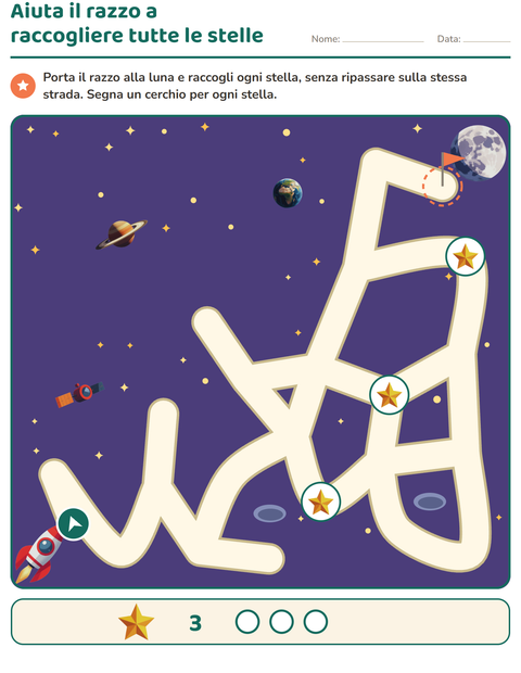 Anteprima della scheda di Percorsi e labirinti per Scuola primaria classe prima