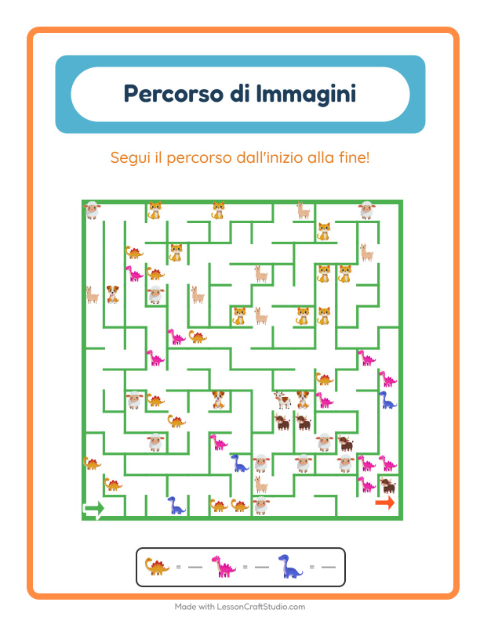 Anteprima della scheda di Percorso Illustrato con Dinosauri per Scuola dell'infanzia (5-7 anni)
