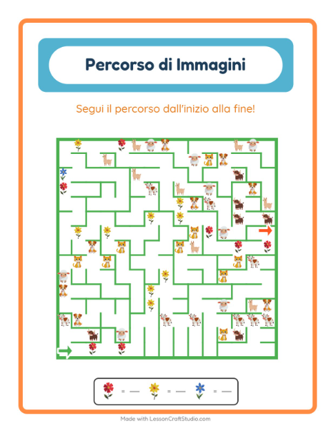Anteprima della scheda di Percorso Illustrato con Fiori per Scuola dell'infanzia (5-7 anni)
