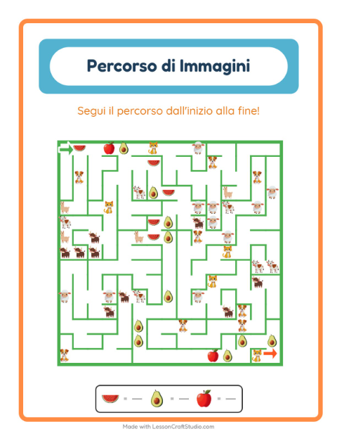 Anteprima della scheda di Percorso Illustrato con Frutta per Scuola dell'infanzia (5-7 anni)