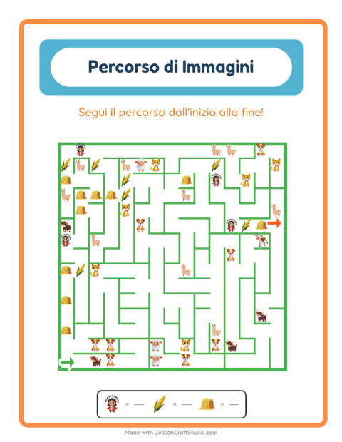 Anteprima della scheda di Percorso Illustrato con Giorno del Ringraziamento per Scuola dell'infanzia (5-7 anni)