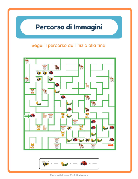 Anteprima della scheda di Percorso Illustrato con Insetti e scarafaggi per Scuola dell'infanzia (5-7 anni)