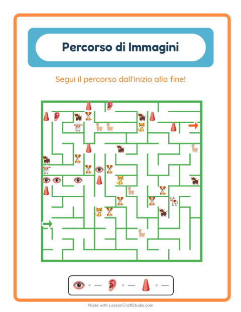 Anteprima della scheda di Percorso Illustrato con Parti del corpo per Scuola dell'infanzia (5-7 anni)