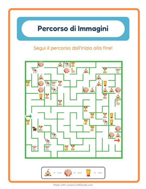 Anteprima della scheda di Percorso Illustrato con Spiaggia per Scuola dell'infanzia (5-7 anni)