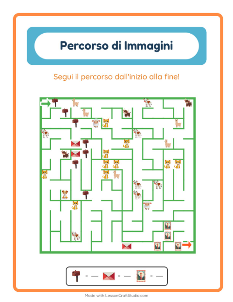 Anteprima della scheda di Percorso Illustrato con Ufficio postale per Scuola dell'infanzia (5-7 anni)