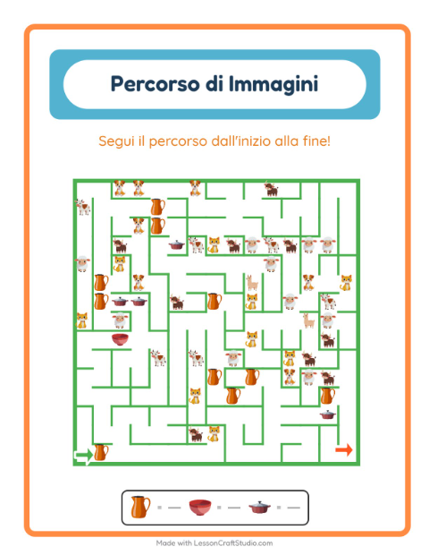 Anteprima della scheda di Percorso Illustrato con Utensili da cucina per Scuola dell'infanzia (5-7 anni)