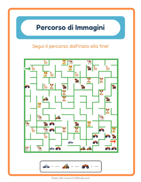 Anteprima della scheda di Percorso Illustrato con Veicoli per Scuola dell'infanzia (5-7 anni)