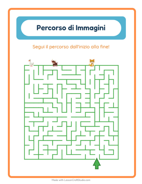 Anteprima della scheda di Percorso Illustrato con Animali della fattoria per Scuola dell'infanzia (5-7 anni)
