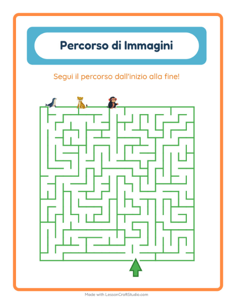 Anteprima della scheda di Percorso Illustrato con Animali dello zoo per Scuola dell'infanzia (5-7 anni)