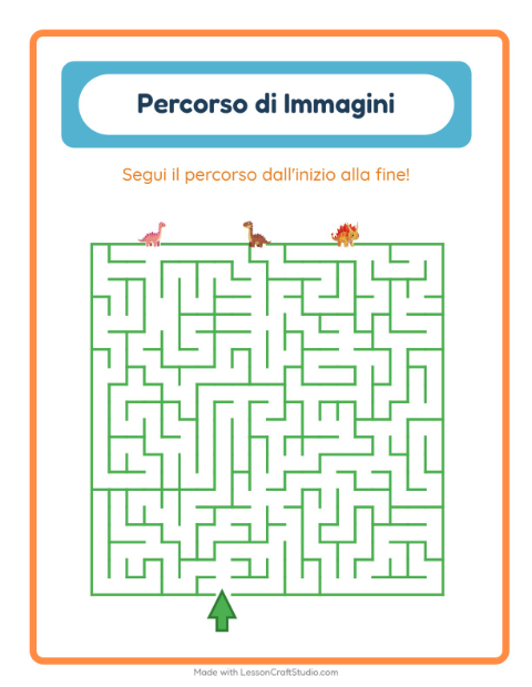 Anteprima di Trova il percorso con Dinosauri – scheda per la scuola dell'infanzia