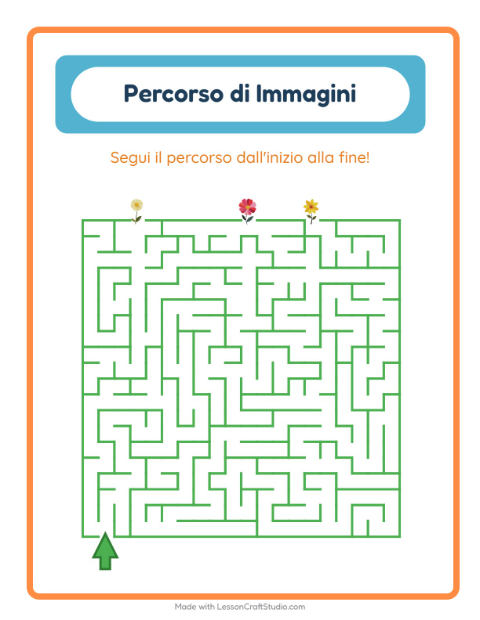 Anteprima della scheda di Percorso Illustrato con Fiori per Scuola dell'infanzia (5-7 anni)