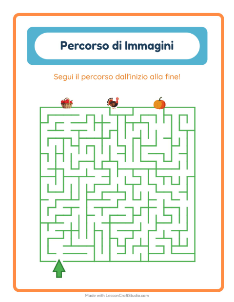 Anteprima della scheda di Percorso Illustrato con Giorno del Ringraziamento per Scuola dell'infanzia (5-7 anni)