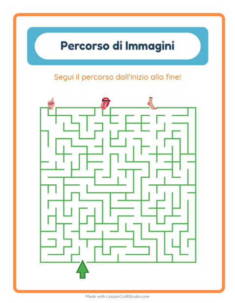 Anteprima della scheda di Percorso Illustrato con Parti del corpo per Scuola dell'infanzia (5-7 anni)
