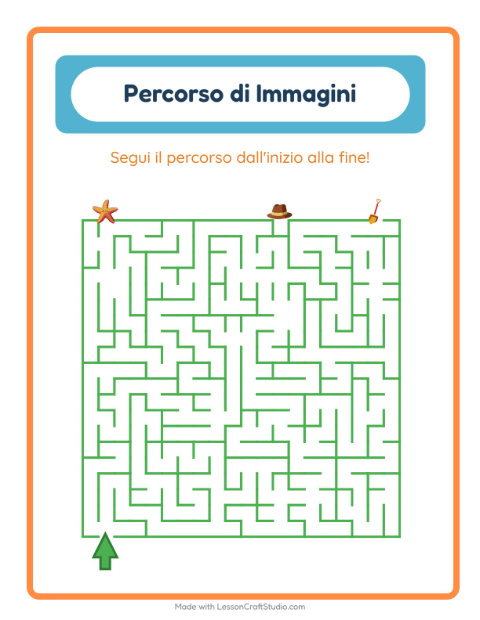 Anteprima della scheda di Percorso Illustrato con Spiaggia per Scuola dell'infanzia (5-7 anni)
