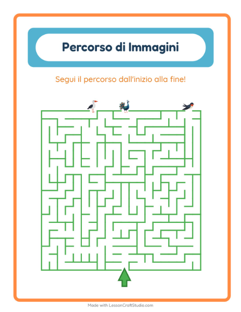 Anteprima della scheda di Percorso Illustrato con Uccelli 2 per Scuola dell'infanzia (5-7 anni)