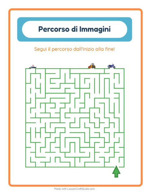 Anteprima della scheda di Percorso Illustrato con Veicoli per Scuola dell'infanzia (5-7 anni)