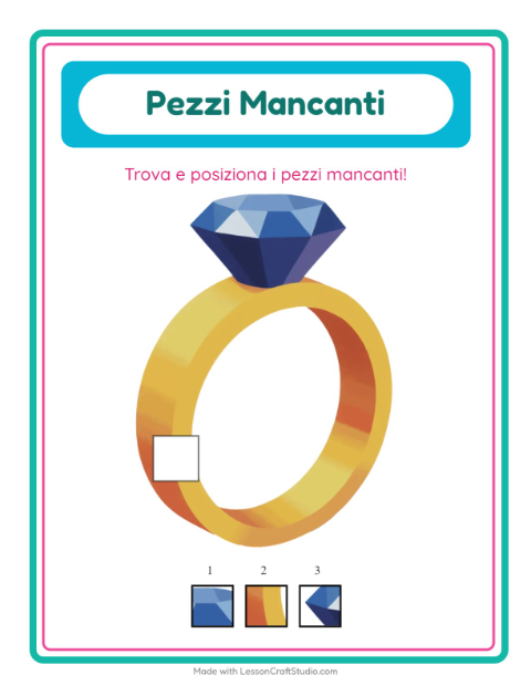 Anteprima della scheda di Pezzi Mancanti con Accessori per Scuola dell'infanzia (5-7 anni)