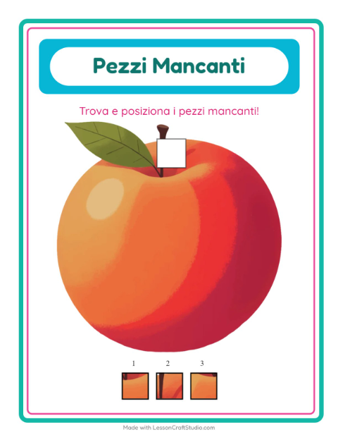 Anteprima della scheda di Pezzi Mancanti con Al supermercato per Scuola dell'infanzia (5-7 anni)