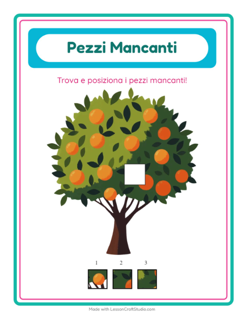 Anteprima della scheda di Pezzi Mancanti con Alberi per Scuola dell'infanzia (5-7 anni)
