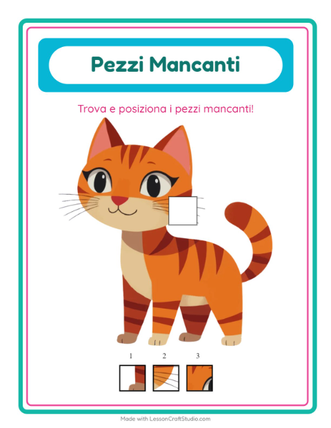 Anteprima della scheda di Pezzi Mancanti con Animali della fattoria per Scuola dell'infanzia (5-7 anni)