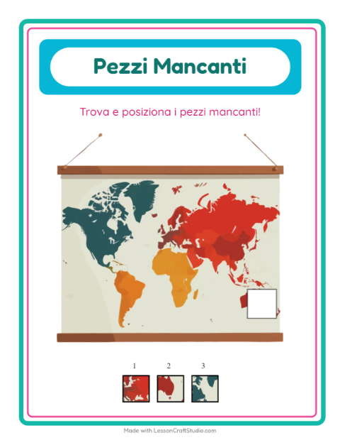 Anteprima della scheda di Pezzi Mancanti con Aula per Scuola dell'infanzia (5-7 anni)