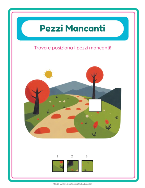 Anteprima della scheda di Pezzi Mancanti con Campeggio per Scuola dell'infanzia (5-7 anni)