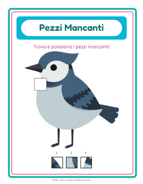 Anteprima della scheda di Pezzi Mancanti con Cose che volano per Scuola dell'infanzia (5-7 anni)