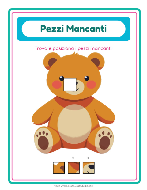 Anteprima della scheda di Pezzi Mancanti con Giocattoli per Scuola dell'infanzia (5-7 anni)