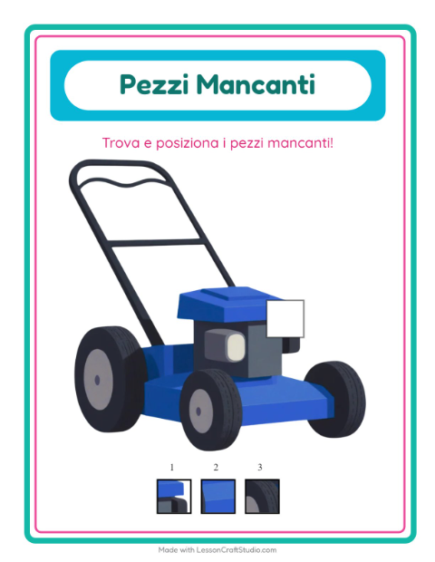 Anteprima della scheda di Pezzi Mancanti con In giro per casa per Scuola dell'infanzia (5-7 anni)