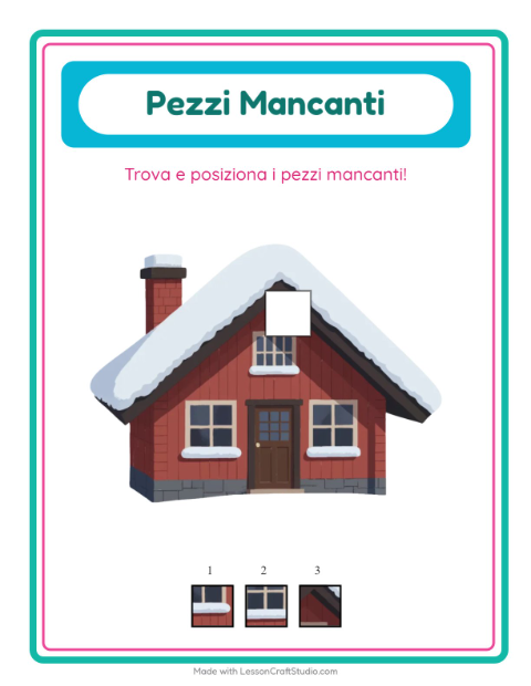 Anteprima della scheda di Pezzi Mancanti con Inverno per Scuola dell'infanzia (5-7 anni)