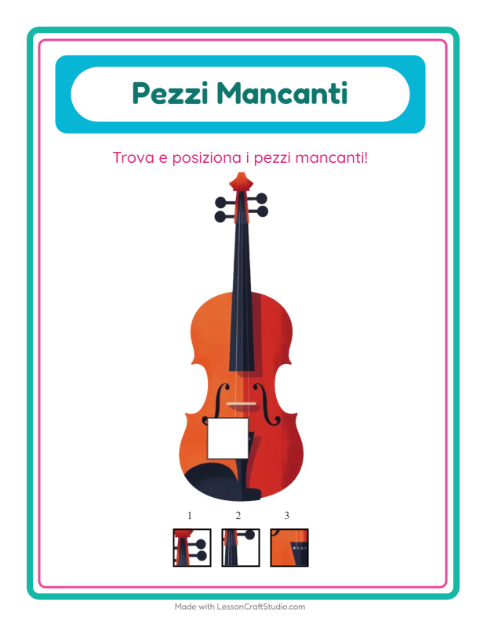Anteprima della scheda di Pezzi Mancanti con Musica per Scuola dell'infanzia (5-7 anni)