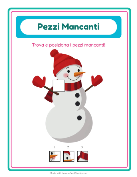 Anteprima della scheda di Pezzi Mancanti con Natale per Scuola dell'infanzia (5-7 anni)