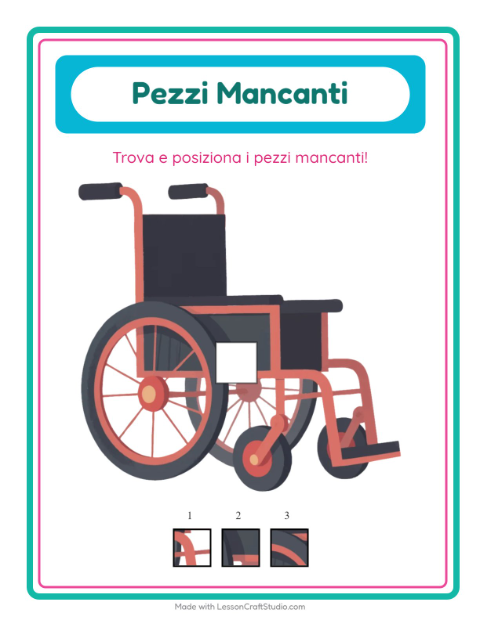 Anteprima della scheda di Pezzi Mancanti con Ospedale per Scuola dell'infanzia (5-7 anni)