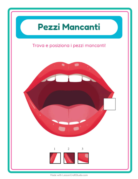 Anteprima della scheda di Pezzi Mancanti con Parti del corpo per Scuola dell'infanzia (5-7 anni)