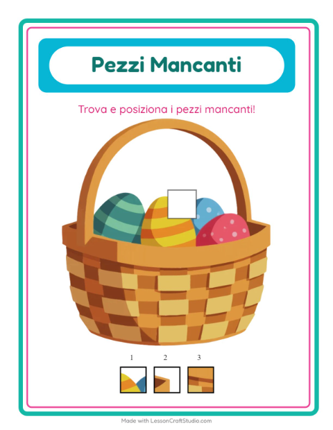 Anteprima della scheda di Pezzi Mancanti con Pasqua per Scuola dell'infanzia (5-7 anni)