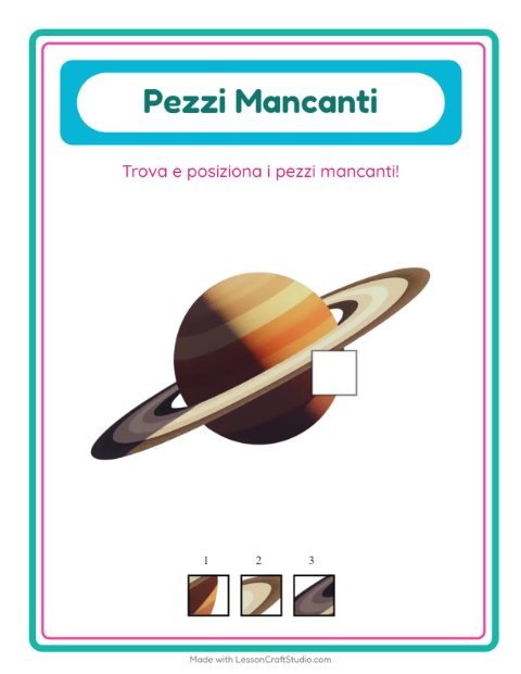Anteprima della scheda di Pezzi Mancanti con Spazio per Scuola dell'infanzia (5-7 anni)