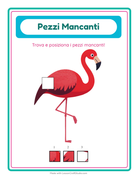 Anteprima della scheda di Pezzi Mancanti con Uccelli 2 per Scuola dell'infanzia (5-7 anni)
