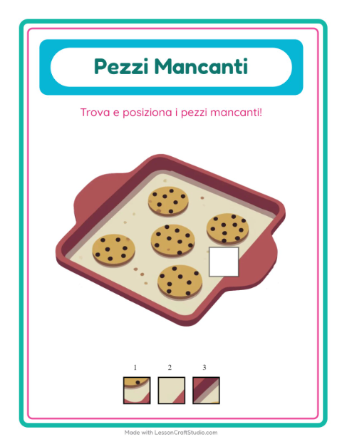 Anteprima della scheda di Pezzi Mancanti con Utensili da cucina per Scuola dell'infanzia (5-7 anni)