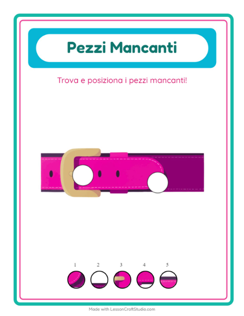 Anteprima della scheda di Pezzi Mancanti con Abbigliamento per Scuola dell'infanzia (5-7 anni)
